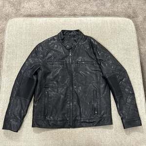 Marc Anthony Men's Faux Leather Moto Biker Jacket Black Size Medium